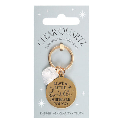 'Leave a Little Sparkle' - Clear Quartz Crystal Keyring